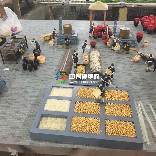 古代工坊釀酒場景沙盤模型