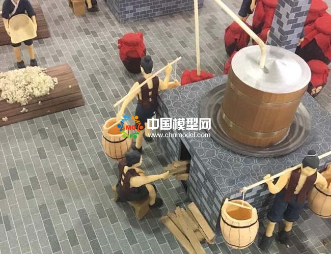 古代工坊釀酒場景沙盤模型