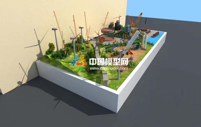 吊車起重機(jī)施工場(chǎng)景沙盤模型效果圖