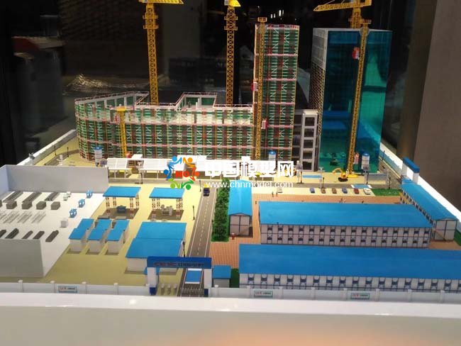 現(xiàn)代化建筑工地施工場景沙盤模型